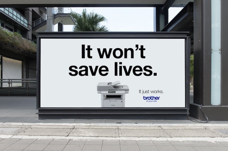 Brother "it won't save lives" billboard